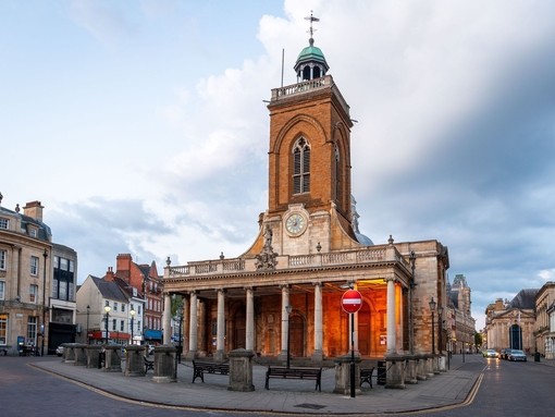 A Parish Church in the heart of a downtown village square.