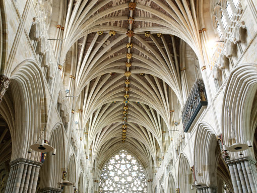 An interior view of Exeter Cathedral