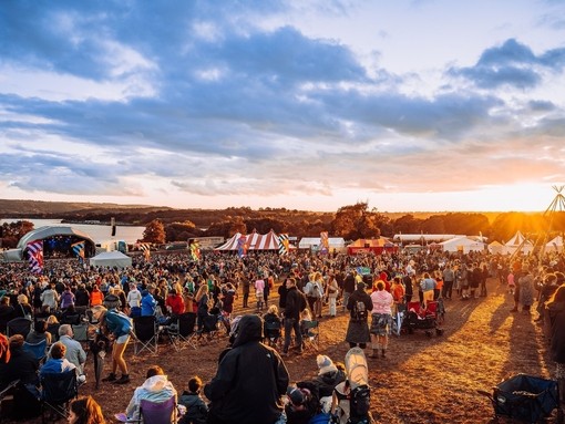 Crowds of people at a summer festival