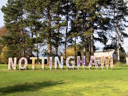 A display highlighting the city of Nottingham
