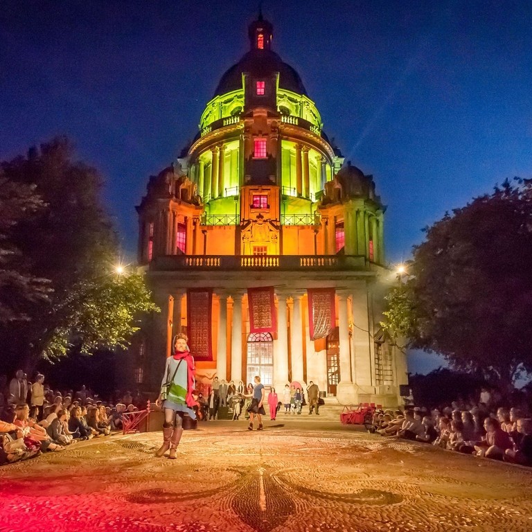 A performance onstage outdoors at The Dukes Theatre in Williamson Park, Lancashire